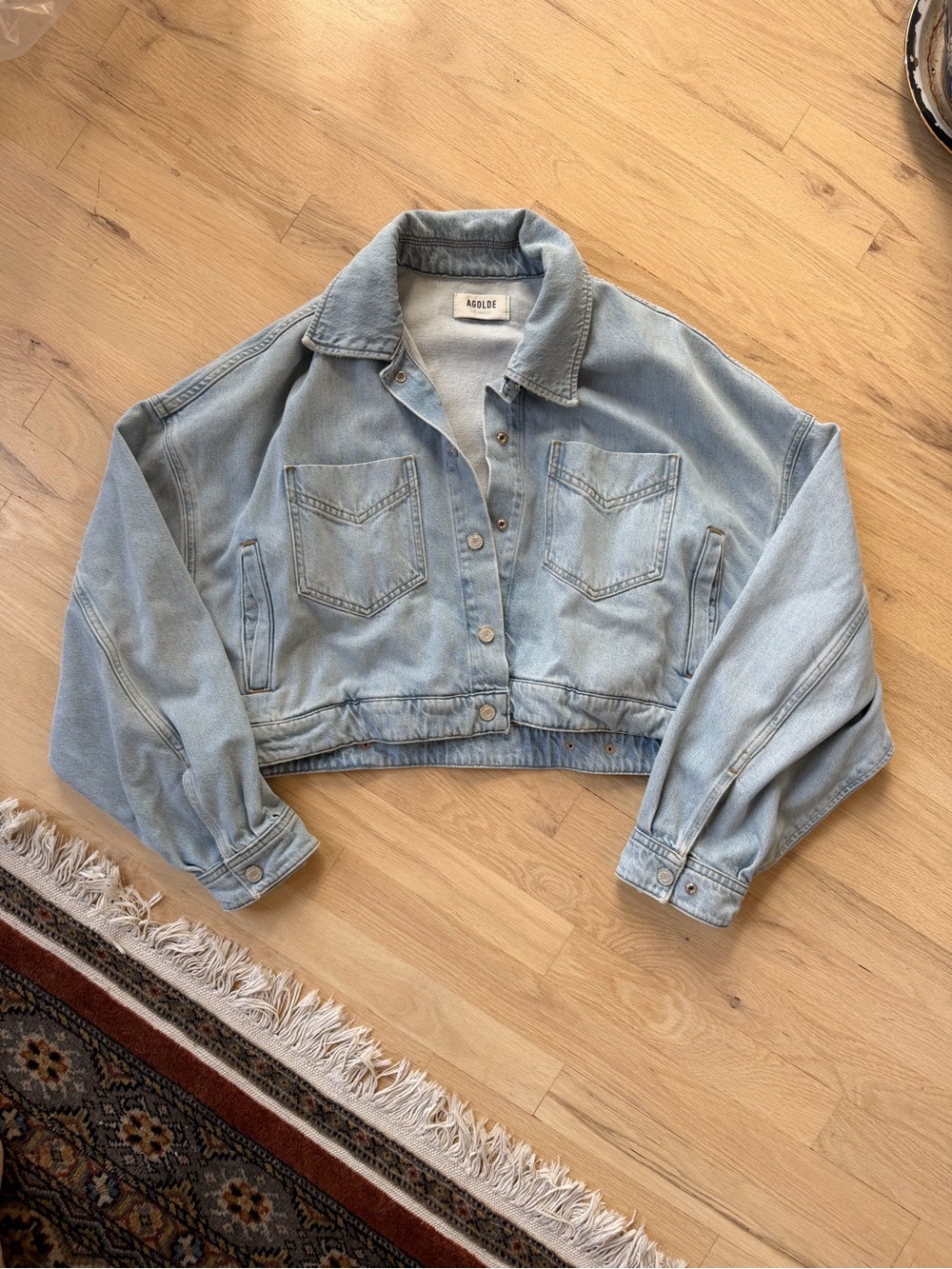 Agolde Cropped Light Blue Denim Jacket